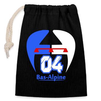 Bas-Alpine 04 logo - Closable cotton gift bag (14x20cm) - black - Front