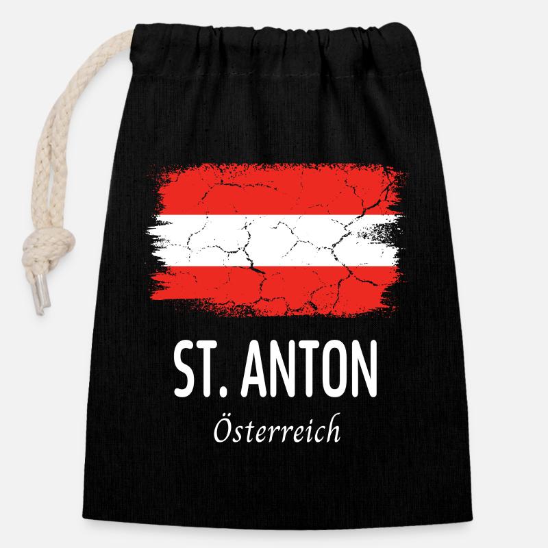 St. Anton - Closable cotton gift bag (14x20cm) - black