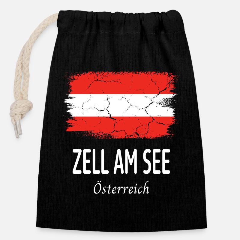 Zell am See - Closable cotton gift bag (14x20cm) - black