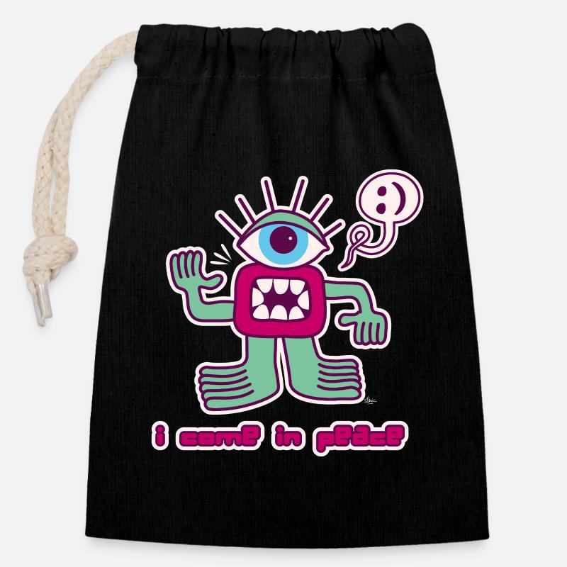 Alien - Closable cotton gift bag (14x20cm) - black