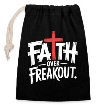 Faith Over Freakout Faith Jesus - Closable cotton gift bag (14x20cm) - black - Front