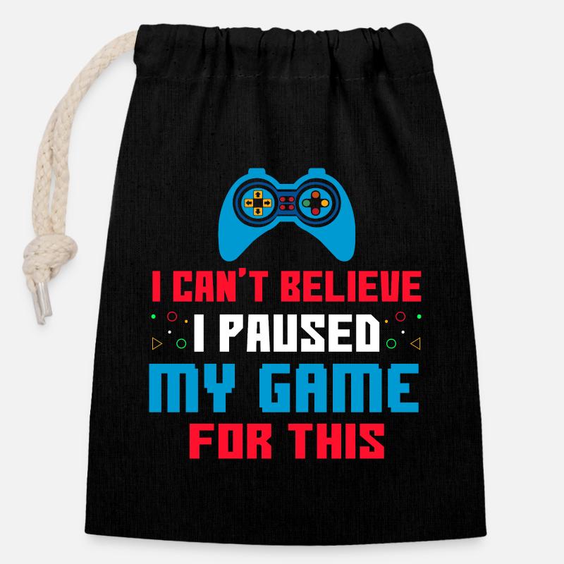 Gamer - Closable cotton gift bag (14x20cm) - black