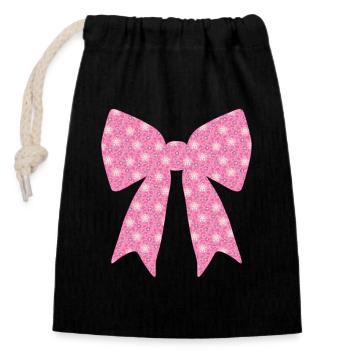 Pink Ribbon - Closable cotton gift bag (14x20cm) - black - Front