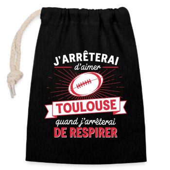 Supporter Rugby Humour Toulouse - Closable cotton gift bag (14x20cm) - black - Front