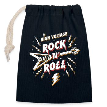 High Voltage Rock N Roll Guitar - Closable cotton gift bag (14x20cm) - navy - Front