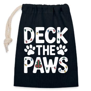 Deck the Paws Weihnachtsfeier - Verschließbarer Geschenkbeutel aus Baumwolle (14x20cm) - Navy - Vorne