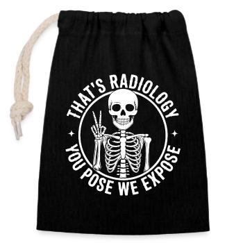 Skeletal Pose Radiology Humor - Closable cotton gift bag (14x20cm) - black - Front