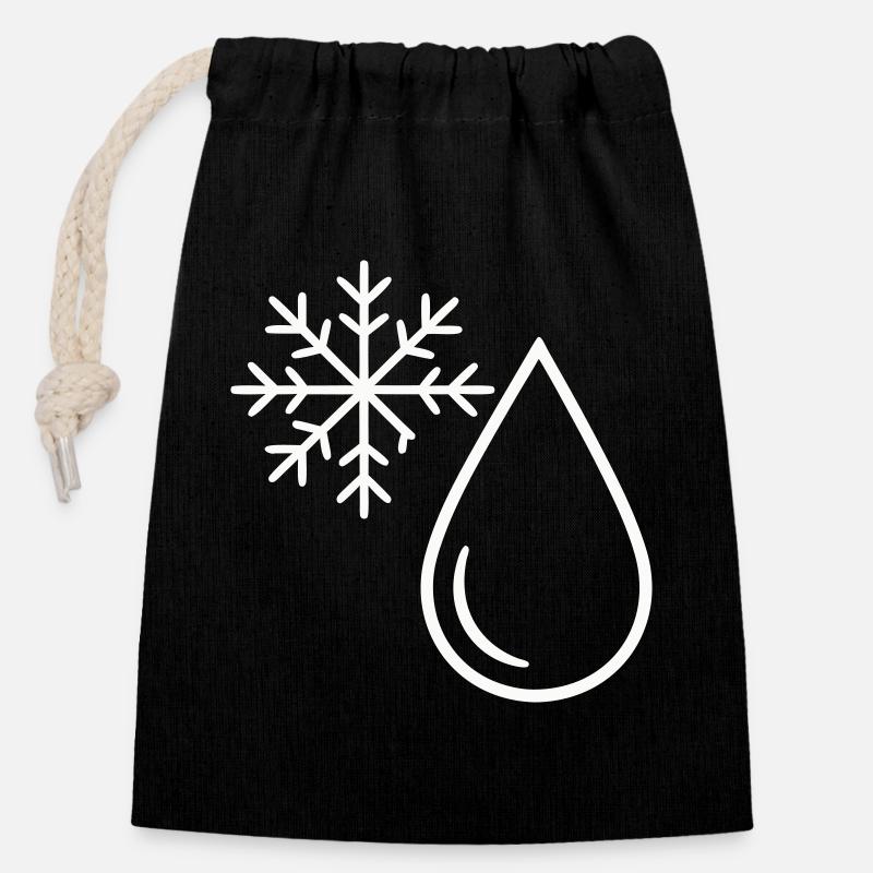 Neige et Goutte Minimaliste - Sac cadeau en coton avec cordon (14 x 20 cm) - noir