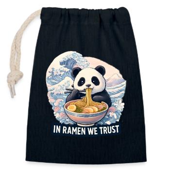 Panda Ramen Nudel Bowl - Verschließbarer Geschenkbeutel aus Baumwolle (14x20cm) - Navy - Vorne