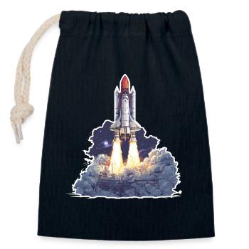 Exploration astronomique du lancement de fusées spatiales - Sac cadeau en coton avec cordon (14 x 20 cm) - bleu marine - Devant