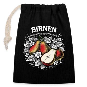 Magie de poire dans une couronne de fleurs - Sac cadeau en coton avec cordon (14 x 20 cm) - noir - Devant