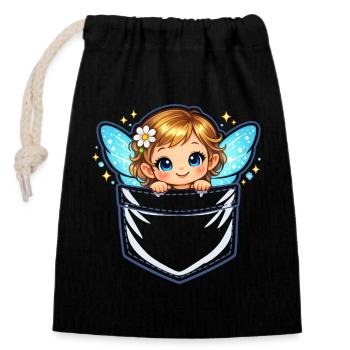 Angel Pocket Portal - Closable cotton gift bag (14x20cm) - black - Front