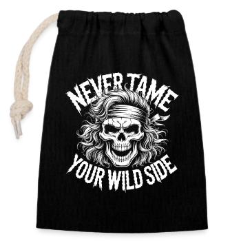 Conception du crâne du côté sauvage - Sac cadeau en coton avec cordon (14 x 20 cm) - noir - Devant