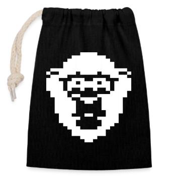 Retro Pixel Chimp Badge - Closable cotton gift bag (14x20cm) - black - Front
