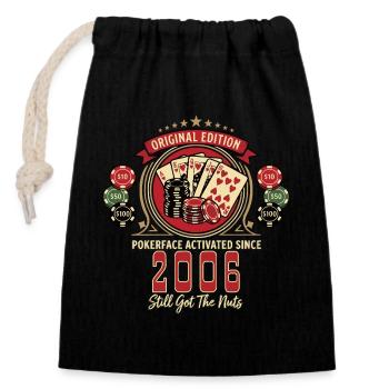 Poker T-Shirt 2006 Geburtstag, Poker Legende Shirt - Verschließbarer Geschenkbeutel aus Baumwolle (14x20cm) - Schwarz - Vorne