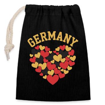 Germany Colors Heart Motif - Closable cotton gift bag (14x20cm) - black - Front