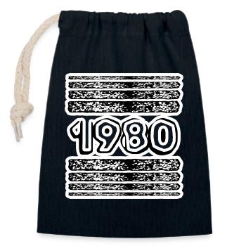 1980 - Verschließbarer Geschenkbeutel aus Baumwolle (14x20cm) - Navy - Vorne