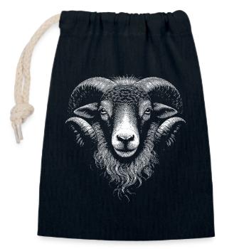Ram - Closable cotton gift bag (14x20cm) - navy - Front