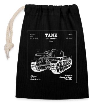 Vintage-TANK 1915 Patentmuster-T-Shirt - Verschließbarer Geschenkbeutel aus Baumwolle (14x20cm) - Schwarz - Vorne