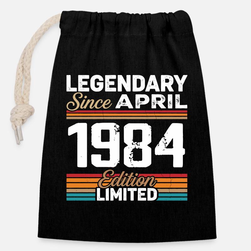Abril 1984 Retro Abril 1984 Regalo de cumpleaños - Bolsa de regalo de algodón con cierre (14x20cm) - negro