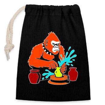 Gorilla Pottery Splash Studio - Verschließbarer Geschenkbeutel aus Baumwolle (14x20cm) - Schwarz - Vorne