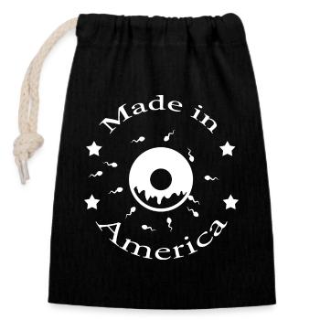 Made in America - Sac cadeau en coton avec cordon (14 x 20 cm) - noir - Devant