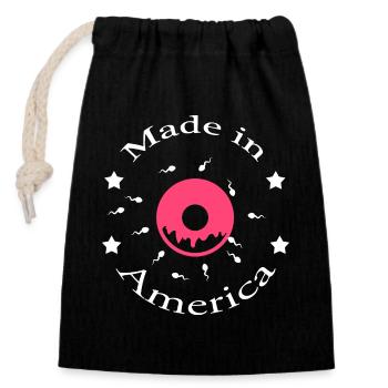 Made in America - Sac cadeau en coton avec cordon (14 x 20 cm) - noir - Devant