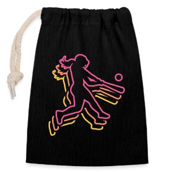Softball Mädchen Frauen Baseball Spieler - Verschließbarer Geschenkbeutel aus Baumwolle (14x20cm) - Schwarz - Vorne