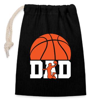 Papa de basket-ball Joueur de basket Papa - Sac cadeau en coton avec cordon (14 x 20 cm) - noir - Devant