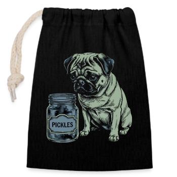 Dog Friend Design – Heart for Four-legged Friends - Closable cotton gift bag (14x20cm) - black - Front