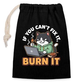 Burn It – Diction amusante pour les programmeurs - Sac cadeau en coton avec cordon (14 x 20 cm) - noir - Devant