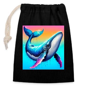 whale - Closable cotton gift bag (14x20cm) - black - Front