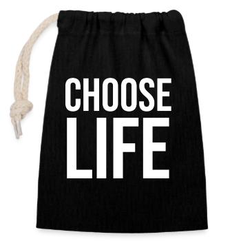 Choose life bold typography design - Closable cotton gift bag (14x20cm) - black - Front
