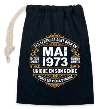 May 1973  - Sac cadeau en coton avec cordon (14 x 20 cm) - bleu marine - Devant