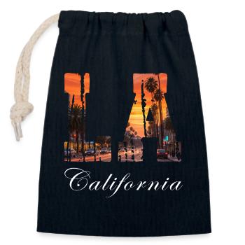  Los Angeles California - Closable cotton gift bag (14x20cm) - navy - Front