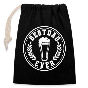 Best Dad Ever Bier Emblem für Väter - Verschließbarer Geschenkbeutel aus Baumwolle (14x20cm) - Schwarz - Vorne