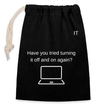 Restart Humor Laptop Saying - Closable cotton gift bag (14x20cm) - black - Front