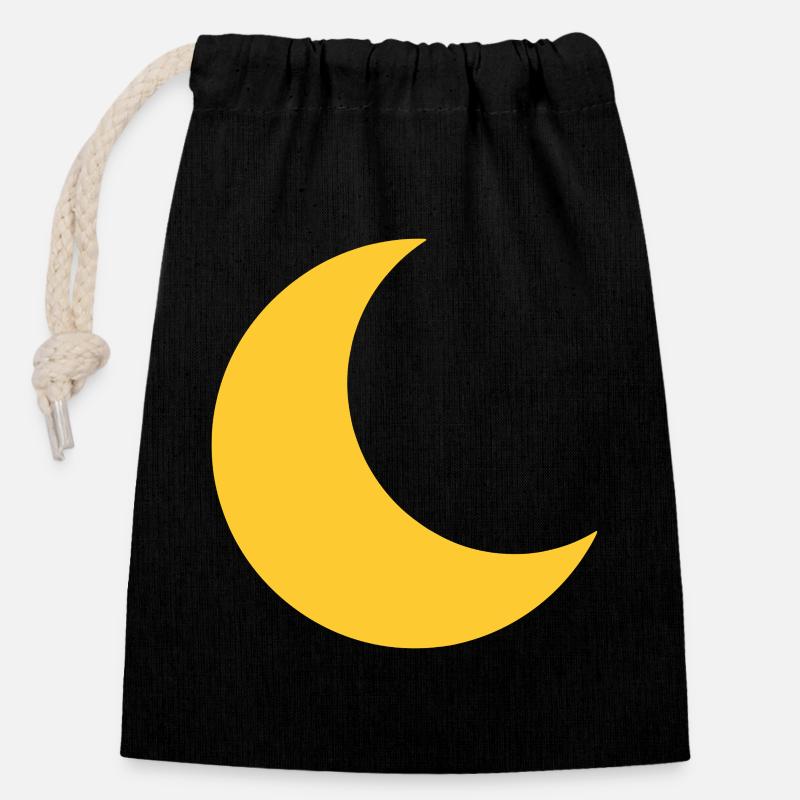 Yellow Moon Silhouette - Closable cotton gift bag (14x20cm) - black
