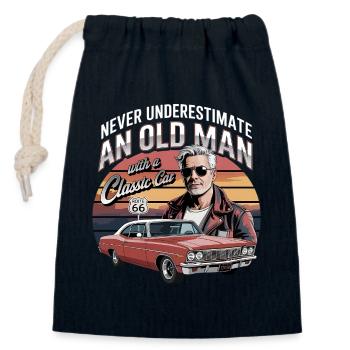 Never Underestimate An Old Man With A Classic Car  - Closable cotton gift bag (14x20cm) - navy - Front