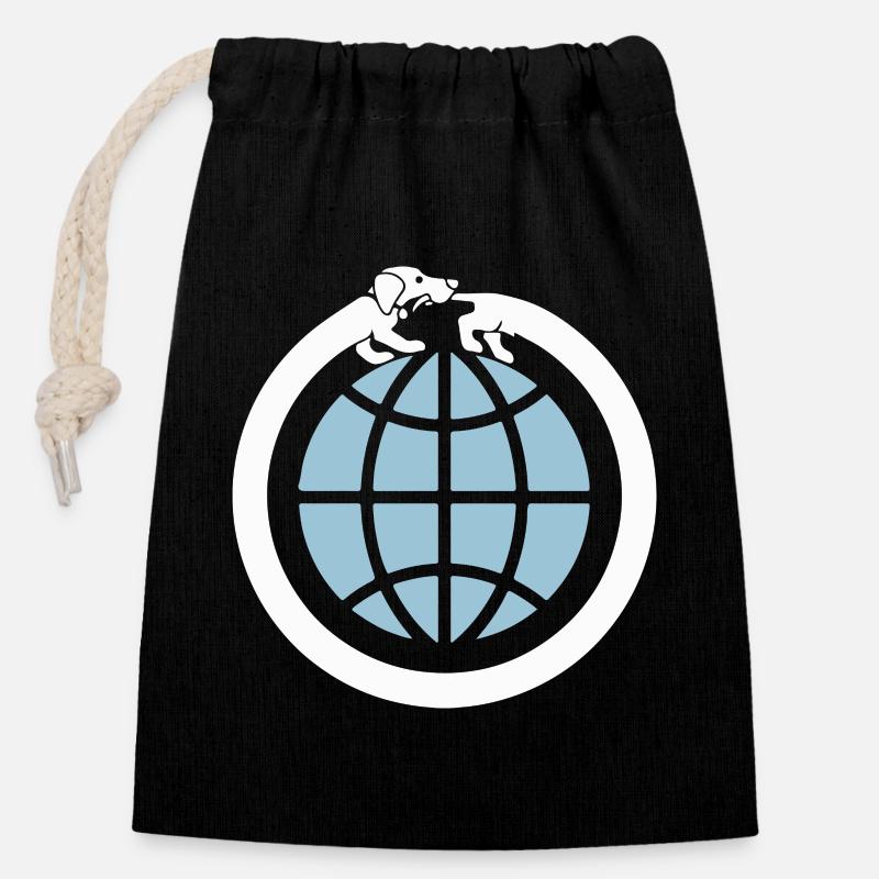 Dachshund Earth - Closable cotton gift bag (14x20cm) - black