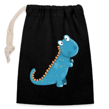 Lustiger Kleiner Dino I Jungen Kinder Geschenk - Verschließbarer Geschenkbeutel aus Baumwolle (14x20cm) - Schwarz - Vorne
