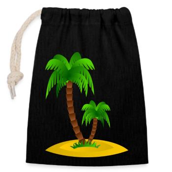 Palm Island - Closable cotton gift bag (14x20cm) - black - Front