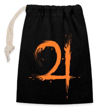 Astronomical symbol planet symbol Jupiter - Closable cotton gift bag (14x20cm) - black - Front