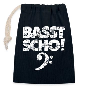 BASST SCHO! Bass Spruch Bassisten (Vintage Weiß) - Verschließbarer Geschenkbeutel aus Baumwolle (14x20cm) - Navy - Vorne