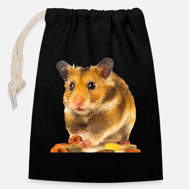 I am hamster - Sac cadeau en coton avec cordon (14 x 20 cm) - noir