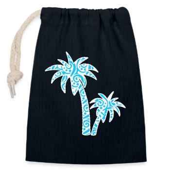 Tropic Wave Abstraktes Palmendesign - Verschließbarer Geschenkbeutel aus Baumwolle (14x20cm) - Navy - Vorne