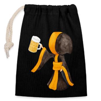 Münchner Kindl with mass mug and beer - Closable cotton gift bag (14x20cm) - black - Front