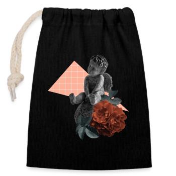 Cherub Rose Aesthetic - Closable cotton gift bag (14x20cm) - black - Front
