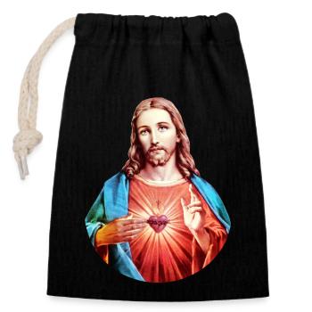 Jesus Christ | Jesus Christ | Christmas Xmas - Closable cotton gift bag (14x20cm) - black - Front