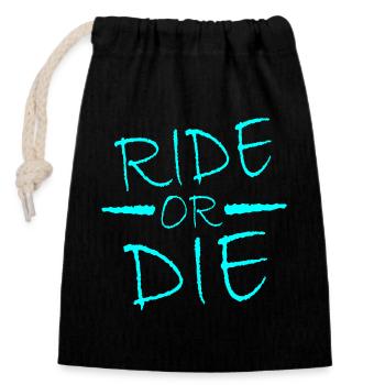 Ride or Die - Closable cotton gift bag (14x20cm) - black - Front